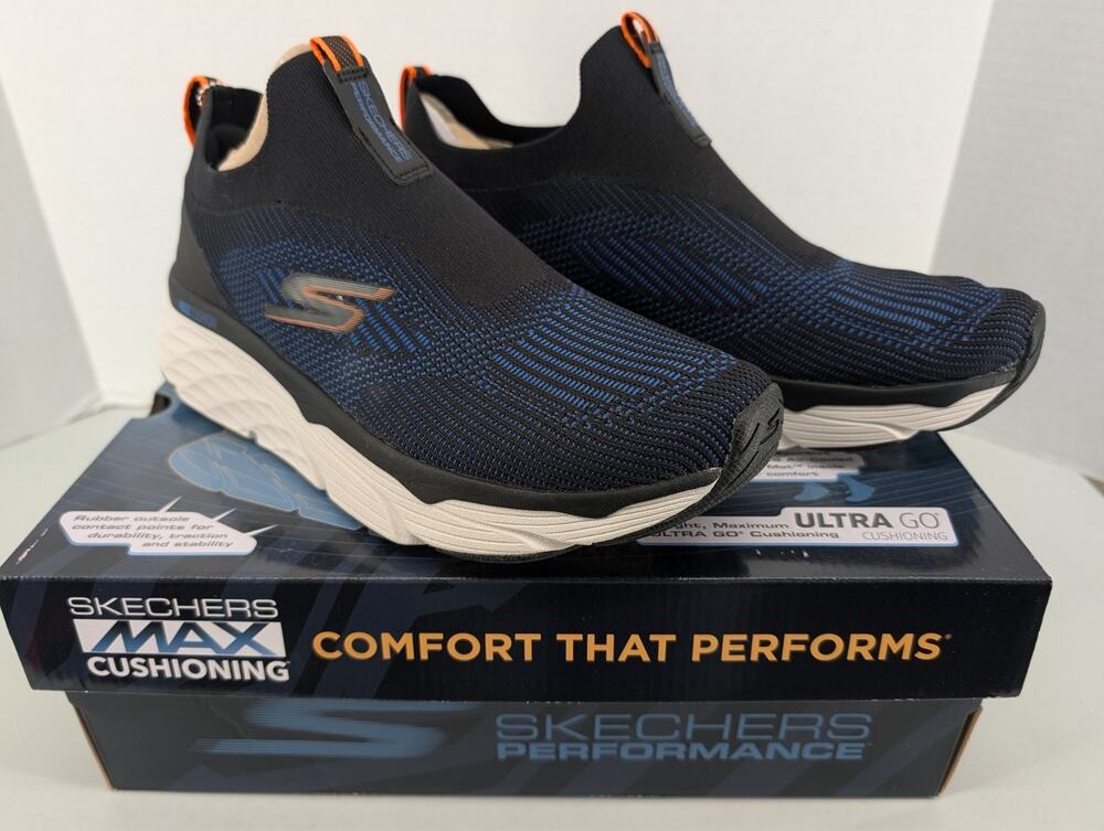 Skechers Slip-ins Max Cushioning Elite Mens Size 10 Amplifier Black/Blue NEW